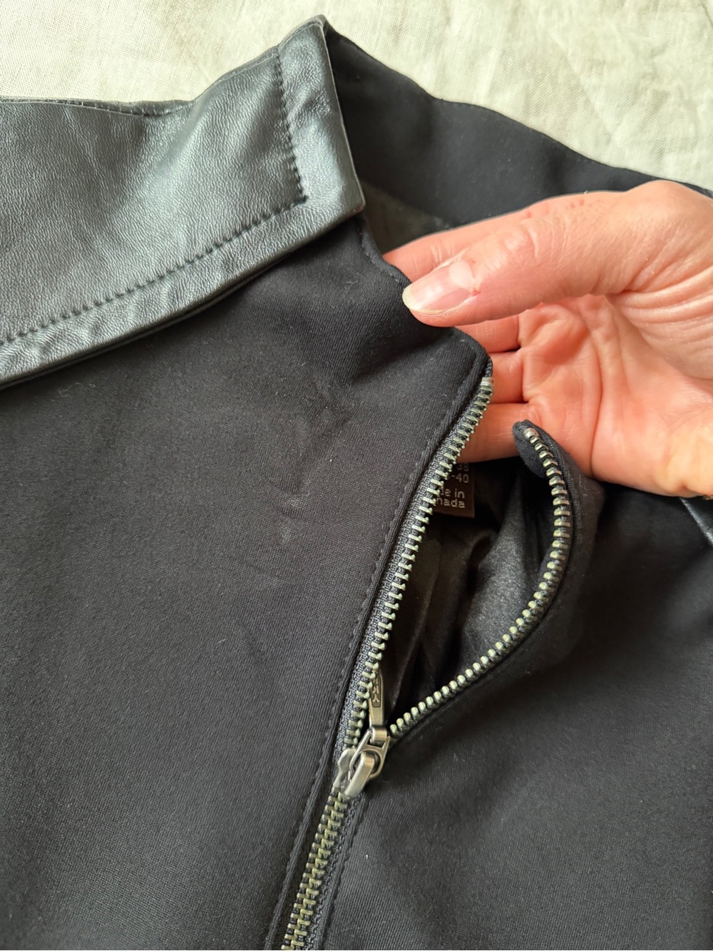 Danier Black Zip-Up Jacket with Leather Sleeves - Picture 9 of 13